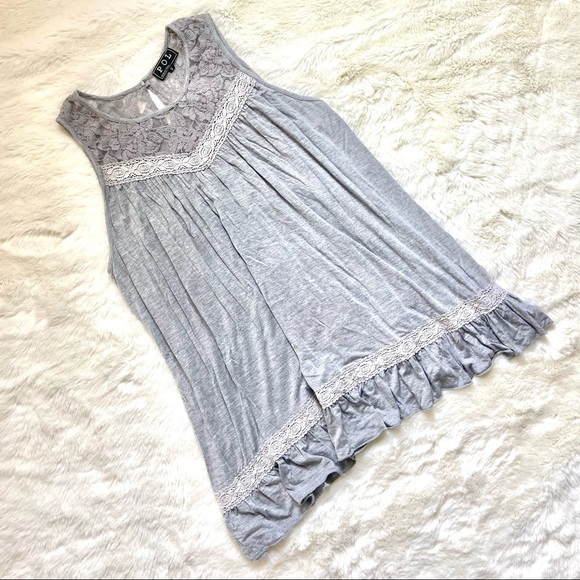 POL Tops - POL Grey Lace Tunic Top